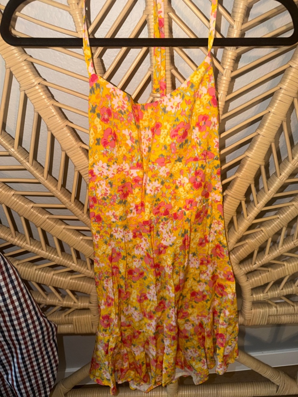 wild fable Yellow Floral Mini Dress with Pink & White Accents